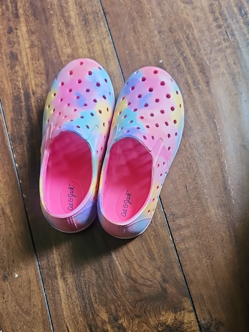 3/$15! Cat & Jack Toddler Size 9 Pastel Rainbow Slip-On Waterproof Shoes